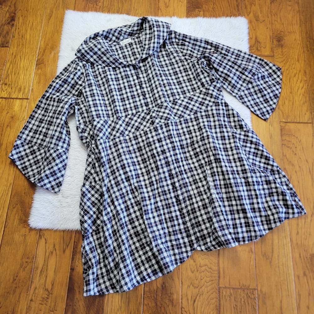 Ivey Abitz Bespoke Dress Tunic Frock Women's XL* Plaid Pockets